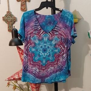 NWOT Hand Dyed Purple And Blue Tye Dye Shirt